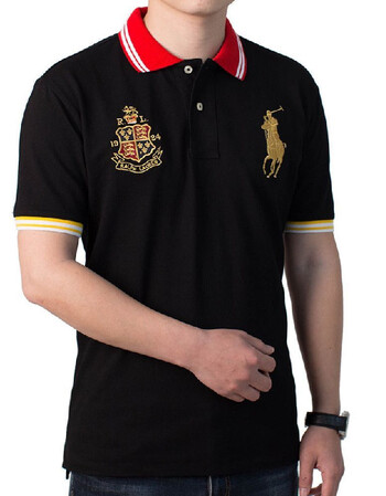 美国保罗polo男装大马标徽章刺绣纯棉短袖polo衫男大码宽松商务休闲