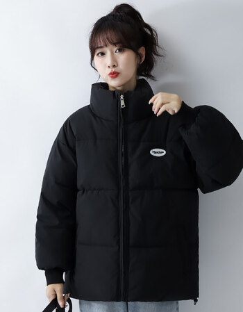 60服初中生穿女面包服女短款冬季潮小个子加厚黑色艾优黑色m