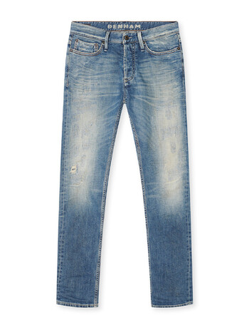 denham2021春夏新品男士复刻赤耳candiani razor微锥剪刀牛仔裤 蓝色