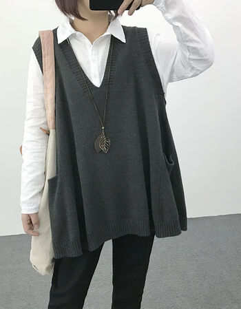 秋款针织毛线衣马甲女士外搭背心马夹坎肩200斤大码女胖mm宽松韩版中