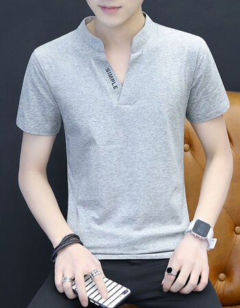男人夏天穿的衣服2021新款短袖男t恤成熟体恤青年半截袖修身636灰色