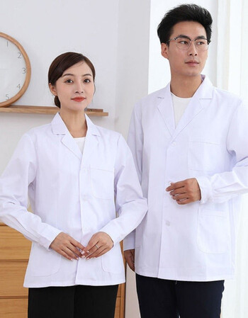 玺柠白大褂短款医师服长袖男口腔门诊牙科大夫工作服上衣小褂女食堂