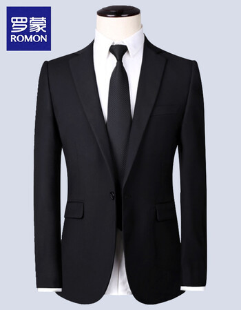 罗蒙商务西服男修身韩版单西职业装正装上班工作小西装男结婚新郎礼服外套黑色单西一粒扣175单西外套 图片价格品牌报价 京东