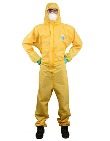 化工厂耐酸碱化学实验室防酸碱品危化品液体防硫酸工作服防化服蚀黄色