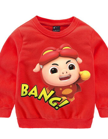 猪猪侠衣服纯棉2019春秋季新款3岁宝宝打底卫衣薄5卡通儿童装 红色