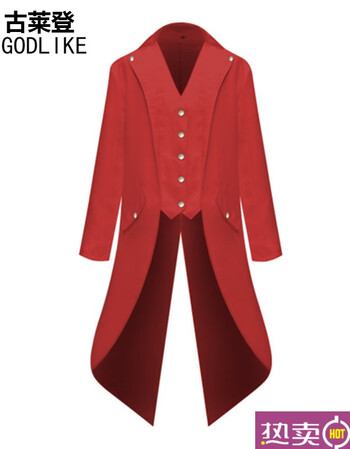 春夏热卖动漫西服套装男2018欧美男士色长款时尚朋克复古燕尾服制服