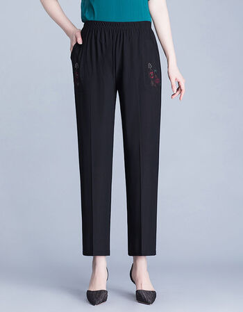 中老年妈妈休闲百搭中高腰直筒春秋婆婆九分裤宽松大妈裤女士裤子颜色