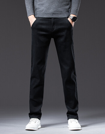 pratolee牛仔裤男士裤子秋季牛仔男裤黑色直筒裤男修身弹力长裤商务