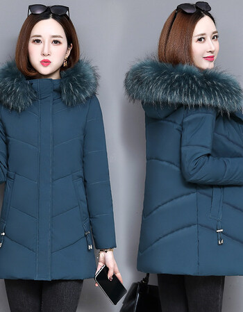 蔚曼加绒加厚棉衣女棉袄外套棉服女2021年冬装新款加厚大毛领时尚女装