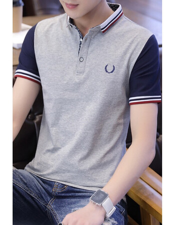 逋曼夏季棉短轴男士有带领子短袖t恤夏天薄款男衫上衣翻领短衫白色