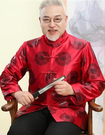 霜中途中老年人唐装男秋冬中国风寿星生日爸爸爷爷中式礼服红色外套x