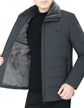 中年男士加绒衣2021新款加厚服爸爸装冬装外套中老年袄zywf01款深灰