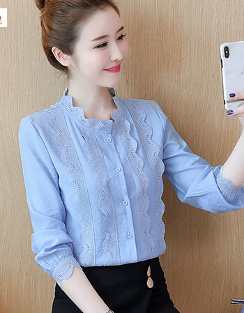 研豆捡漏特价剪标棉质衬衫女秋冬季纯棉衬衫女装春季新款立领百搭雪纺