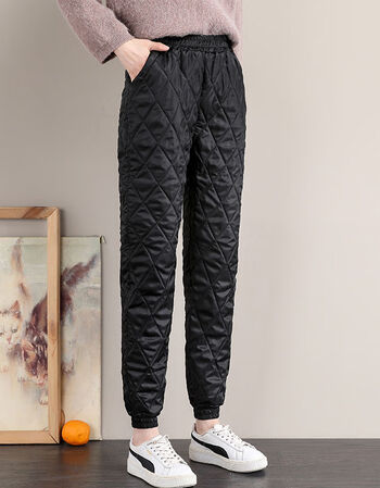 高品质羽绒裤棉裤女外穿宽松高腰显瘦休闲裤秋冬季加绒加厚女士束口