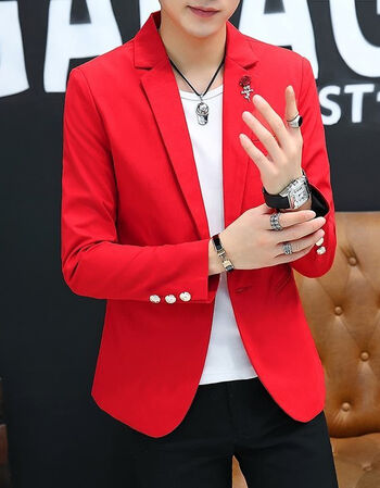 小西装男韩版修身青少年社会小伙西服外套1881红色3xl建议155165斤