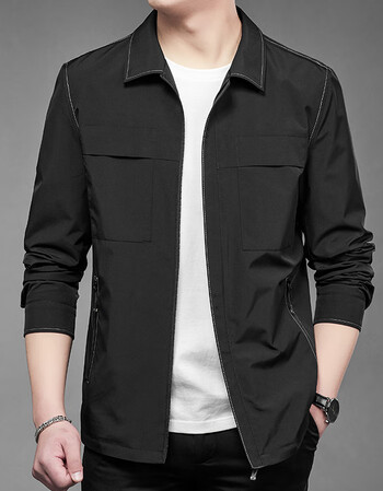 罗蒙romon工装外套男2021秋新款休闲多口袋帅气夹克衫翻领男士上衣服