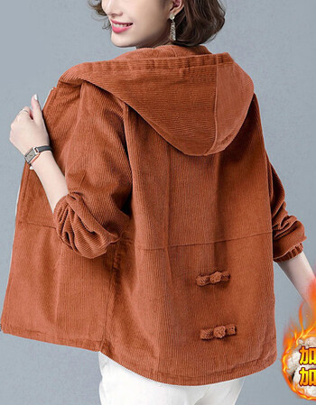 灯芯绒外套女春秋季2021新款韩版宽松大码短款夹克中年妈妈装上衣