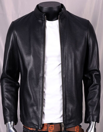 健卡丹捡漏头层牛皮真皮皮衣男士机车纯皮夹克短款立领皮外套男黑色s