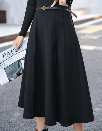 半身裙女 秋冬宽松2021新款a字短裙裙显瘦垂感款 黑色 l