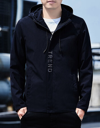 高品质外套夹克外套男百搭春秋新款韩版潮流男潮上衣男士连帽夹克黑色