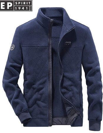 jeep吉普夹克男外套上衣男士冬季新款商务中青年保暖摇粒绒防风御寒