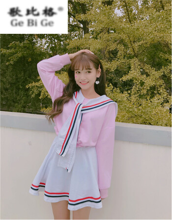 青春少女社会女生初中生高中生2019春装套装女气质绑带学院风小清新