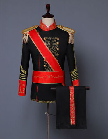 军阀装大帅服男年会演出服话剧小品相声影楼艺考剧本杀古装礼服黑色