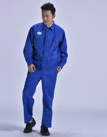 京东品质保障蓝色工作服长袖套装男防静电服耐酸碱劳保服化工厂车间