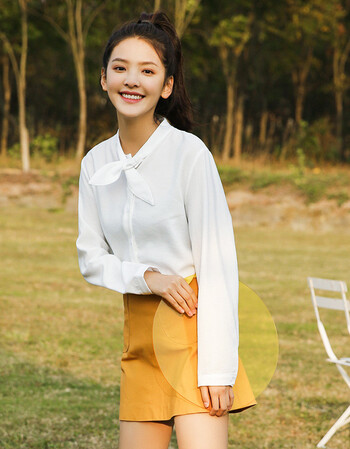 【京东好店】章若楠chic甜美白色长袖衬衫女2019春装新款 韩版宽松小