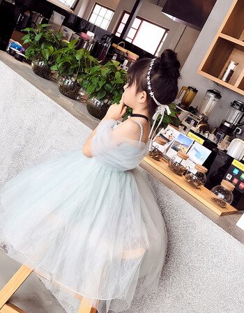 【新品上市】女童洋气吊带连衣裙儿童生日公主裙女孩长裙童婚纱表演