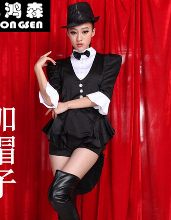 女魔术师服装年会欧美夜店燕尾服演出服开场舞蹈服爵士舞ds舞台装