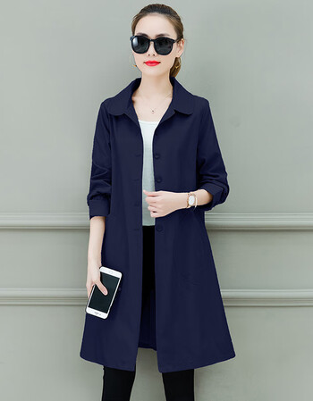 风衣女中长款2019春装新款韩版修身显瘦气质休闲时尚女士薄外套潮 藏