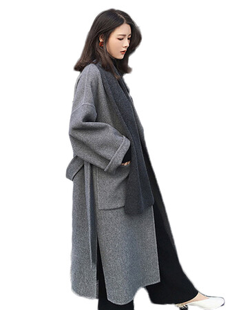 毛呢大衣女中长款韩版2018秋冬季新款赫本风加厚流行过膝呢子外套小