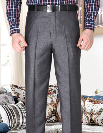 70岁60长裤子薄款男西裤老人高腰裤深裆80岁老年人男裤爷爷装 深灰 30