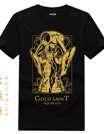 圣斗士t恤黄金十二星座棉质短袖情侣 水瓶座 黑色 165/s
