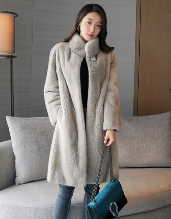 貂皮大衣衣女海宁皮草外套女2018冬季新款进口水貂毛皮草立领修身显瘦