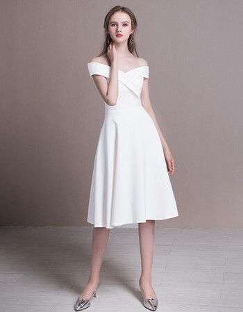 白色晚礼服2019新款高贵中长款一字肩聚会年会洋装小礼服连衣裙女