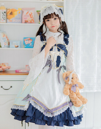 lo裙学院风baby药箱日系软妹复古暗黑lolita洋装jsk 浅绿色(吊带裙