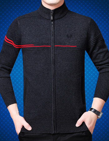 【京东优选】纯羊绒衫男开衫中领开衫男式羊绒衫2018秋冬新款中年英伦