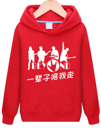 黄家驹同款乐队服装摇滚外套男套头卫衣男连帽衫套头衫 beyond 红色