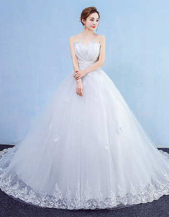 特惠】新娘蕾丝婚纱礼服2019韩式抹胸领齐地复古显瘦简约短袖 白色 s