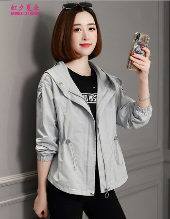 虹夕夏朵 短外套女春秋2019春装新款女装韩版时尚大码气质女士风衣