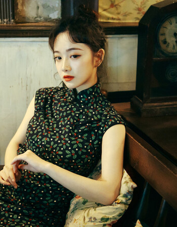 限时赏味原创设计茱萸民国无袖圆襟少女修身开襟全盘扣长旗袍 茱萸 xs