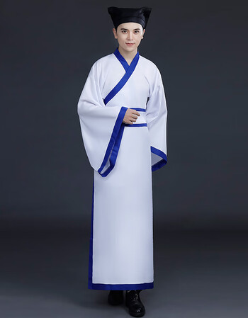 古装男宋朝公子书生秀才服古代江南汉服影视演出服戏服舞台 白色 s
