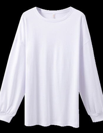 新款秋衣女外穿韩版学生百搭宽松棉色长袖t恤春季中长款上衣服潮 白色