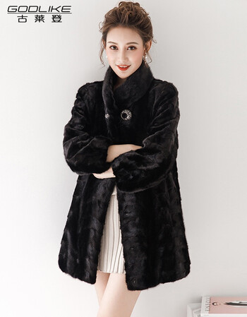 古莱登 皮草女秋冬季新款拼貂皮大衣海宁水貂毛皮草外套女装中长款中
