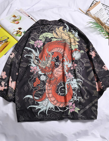 男装 唐装/中山装 雅鹿 日系复古浮世绘道袍和服男中国风开衫潮流bf风