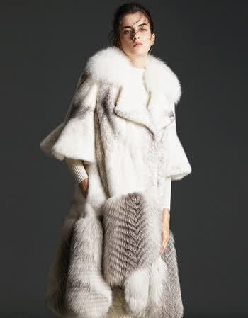 皮草2018新品进口水貂皮大衣女整貂中长款皮草巴黎设计师原创 白色 s