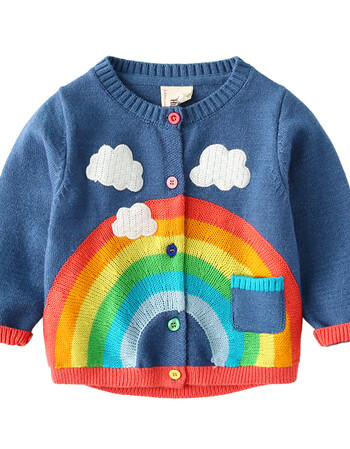 男宝宝彩虹毛衣男童女童外套开衫春季童装小童线衣儿童针织衫春装