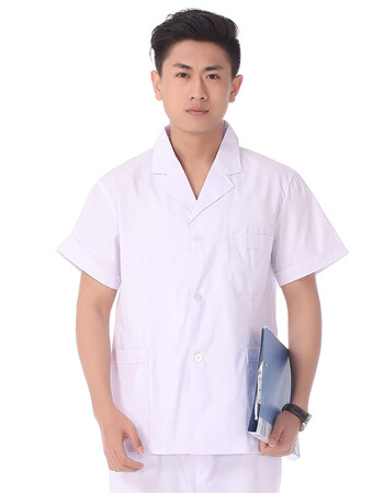 短袖医师白大褂男女医生服医院实验室服护士服药店医护美容服 蓝 s